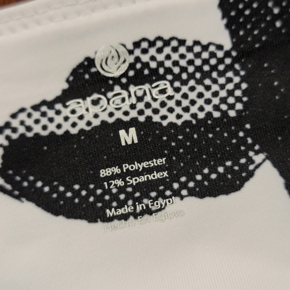 Apana Sz M Leggings Workout Pants Black White Yellow - Picture 3 of 3